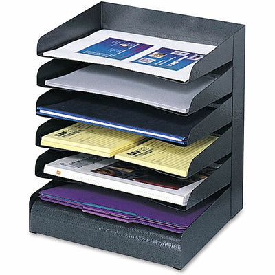Safco Slanted Shelves Steel Desk Tray Sorter, Black, SAF3128BL