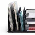 Safco Onyx 3 Tray/3 Upright Section Desk Organizer, Black, SAF3254BL