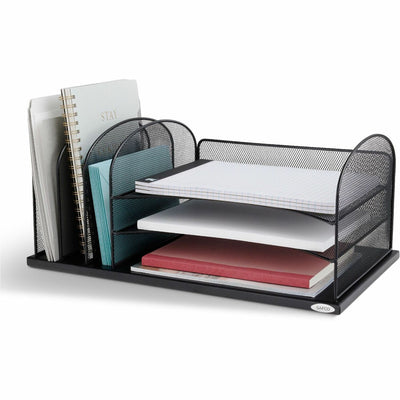 Safco Onyx 3 Tray/3 Upright Section Desk Organizer, Black, SAF3254BL