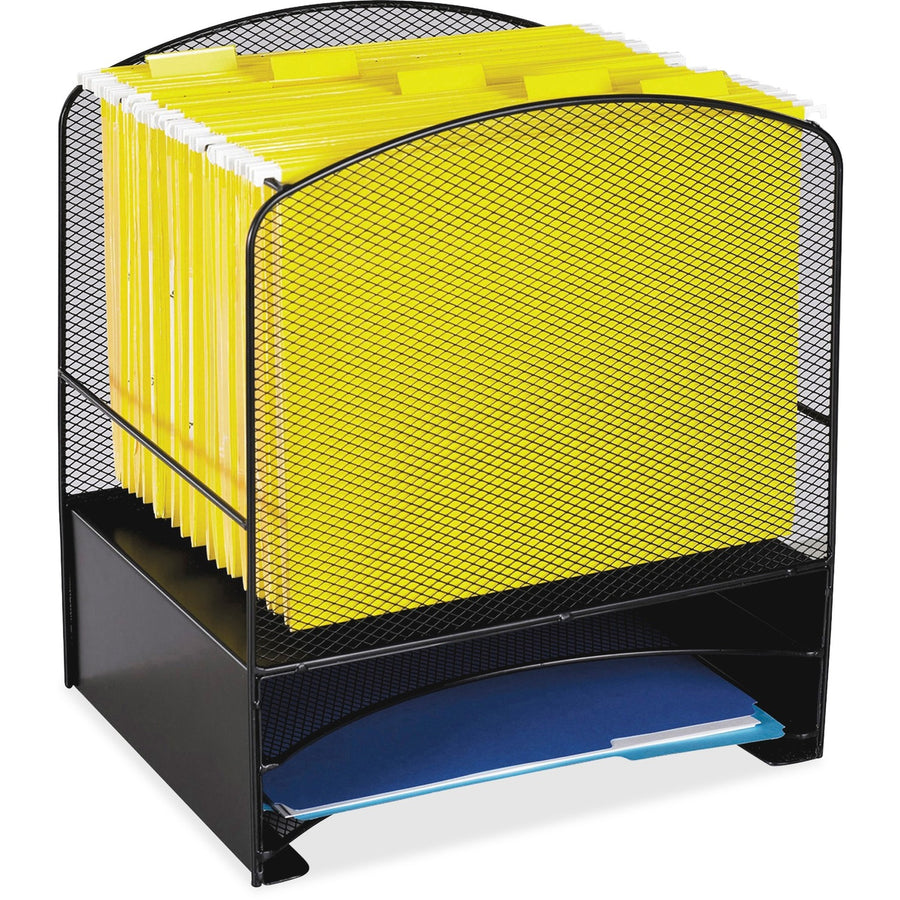 Safco Mesh Hanging File and Letter Tray Rack, 13.5" x 15.3", Black, Steel, SAF3260BL