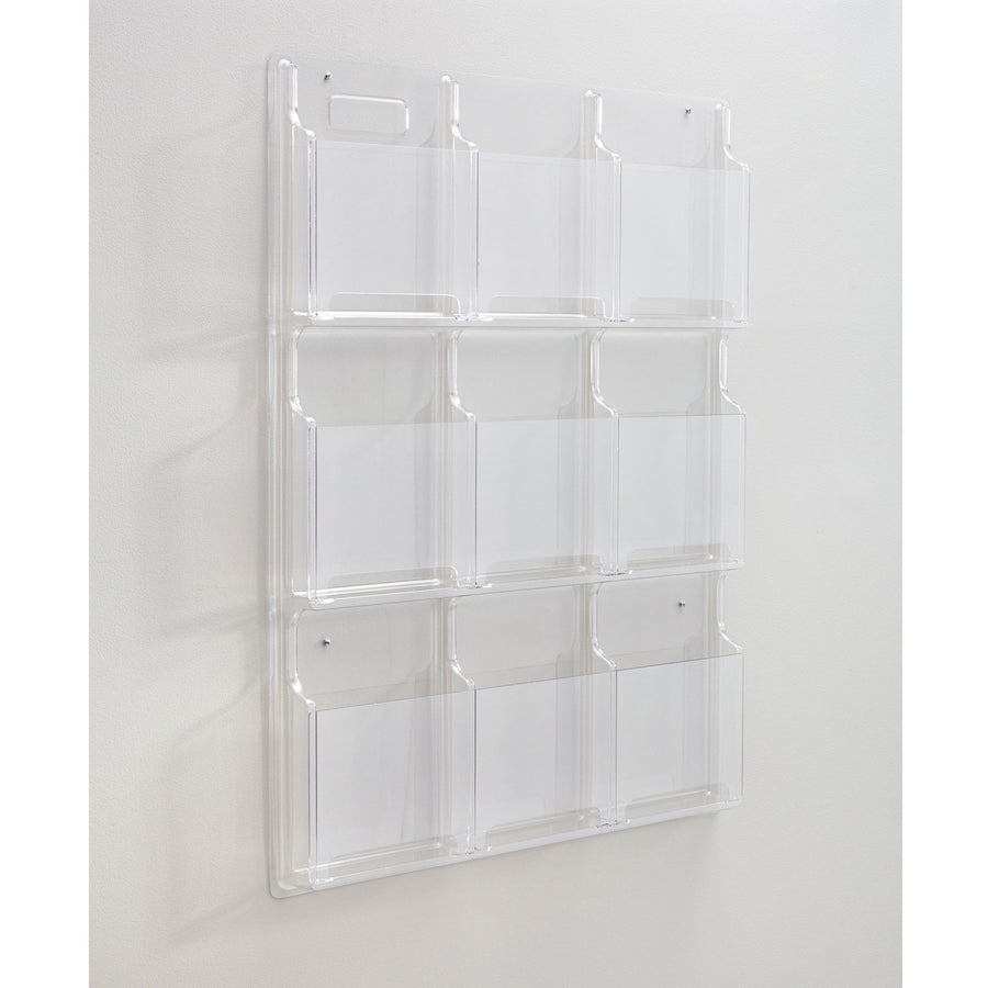 Safco 9-Pocket Magazine/Literature Display Rack, 30" x 36.88", Clear, Plastic, Break Resistant, SAF5603CL