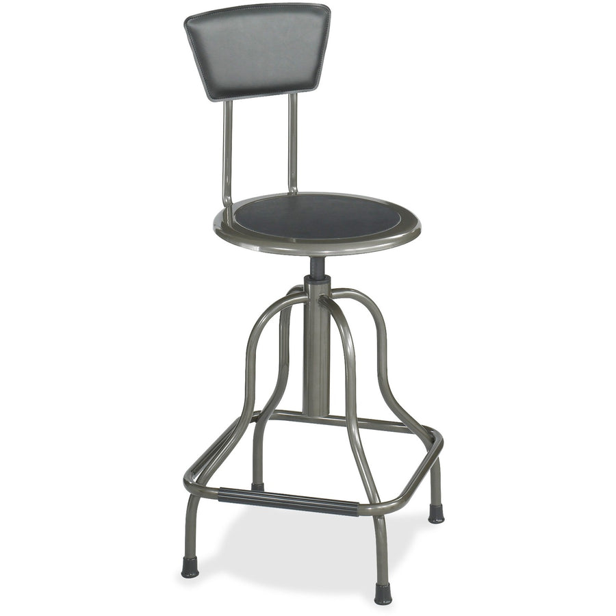 Safco Diesel High Base Stool With Back, Pewter, /CT — view 1