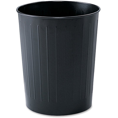 Safco Fire-safe Steel Round Wastebasket, Black, 6 gal, SAF9604BL