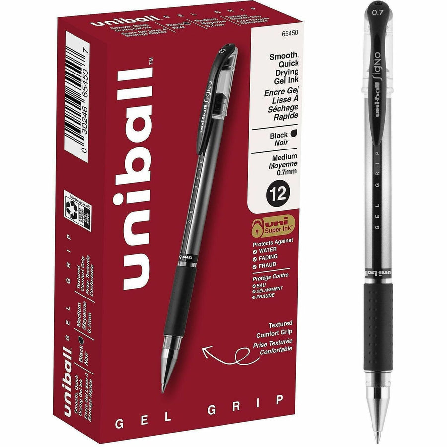 uniball™ Signo Gel Pen, Black, Water Resistant Ink, 1 Dozen, UBC65450