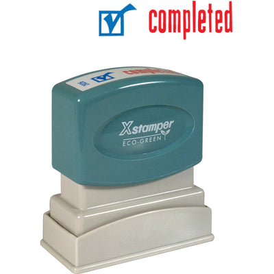 Shachihata Xstamper Red/Blue COMPLETED Title Stamp, XST2026