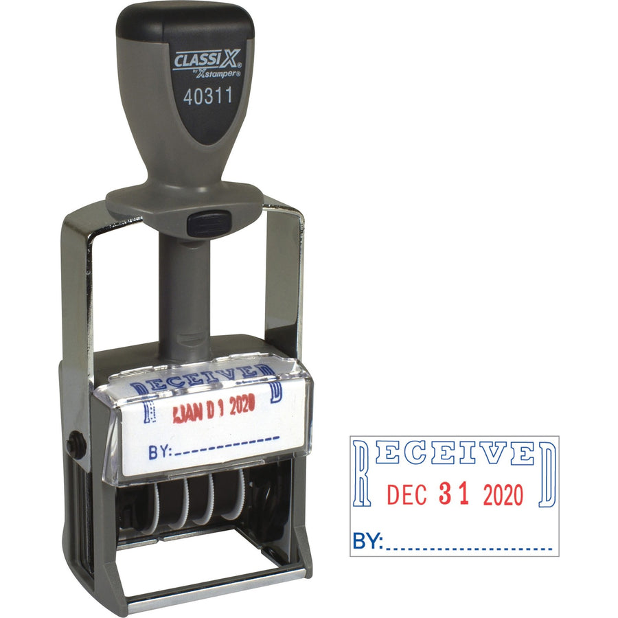 ClassiX by Xstamper Heavy-duty RECEIVED Self-Ink Dater, Metal, XST40311
