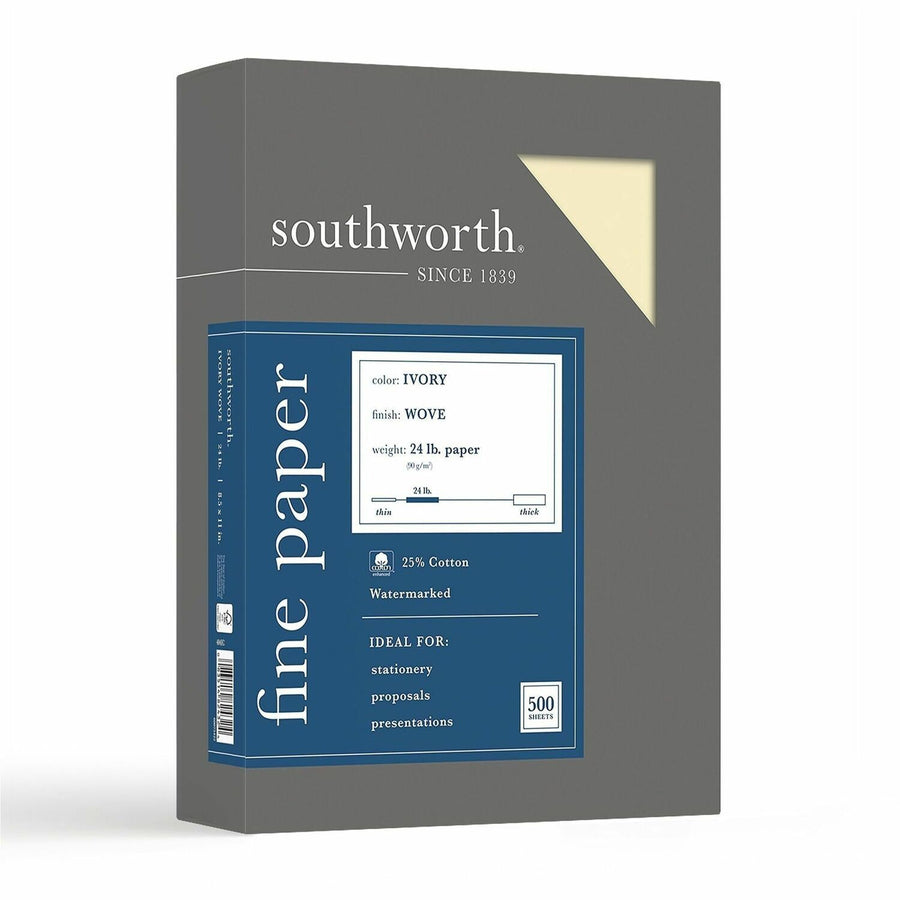 Neenah Paper Southworth 25% Cotton Business Paper, Ivory, 8 1/2" x 11", 1 Box — view 1