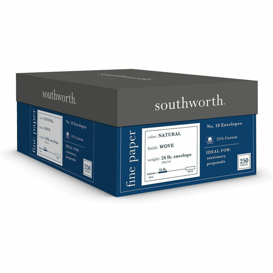 Neenah Paper Southworth 25% Cotton No. 10 Business Envelopes, Natural White (Ivory), 1 Box — view 1