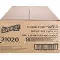 Genuine Joe Paper Towel Single fold 250 sheets Natural, 16 / Carton, GJO21020