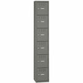 Tennsco 6-Tier No Legs Steel Box Lockers, Medium Gray, TNNBS6121812AMG