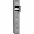 Tennsco 6-Tier No Legs Steel Box Lockers, Medium Gray, TNNBS6121812AMG