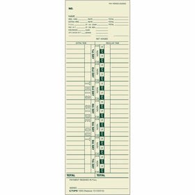 TOPS Weekly One-Sided Time Cards, Manila, 3.50" Width x 10.50" Length, 1 Box, TOP1255