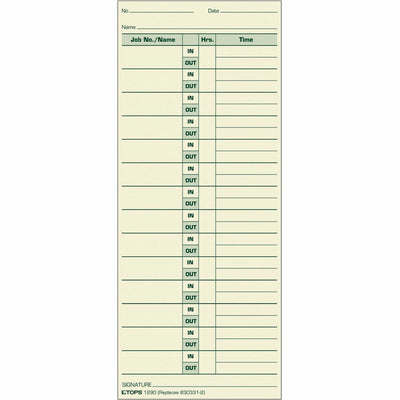 TOPS Job Cards Time Cards, Yellow, 3.50" Width x 8.50" Length, 500 / Box, TOP1290