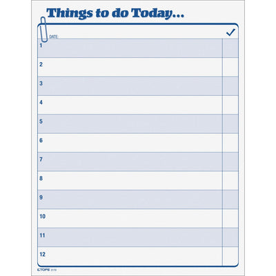 TOPS Things To Do Today Pad, White, 11" Width x 8.50" Length, 1 Pad, TOP2170