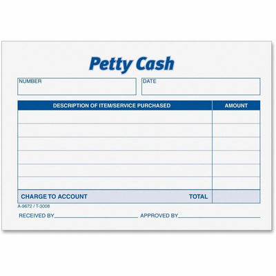 TOPS Received of Petty Cash Forms, White, 5" Width x 3.50" Length, 12 / Pack, TOP3008