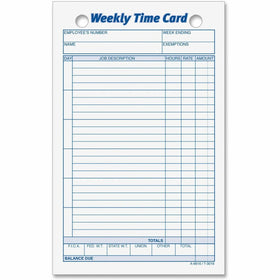 TOPS Weekly Handwritten Time Cards, Yellow, 4.25" Width x 6.75" Length, 100 / Pack, TOP3016
