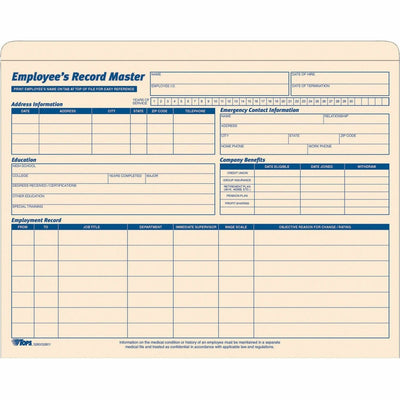 TOPS Letter Record Jacket, Manila, 8 1/2" Width x 11" Length, 20 / Pack, TOP3280