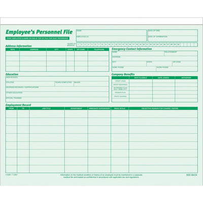 TOPS Record Jacket, Green, 9 1/2" Width x 11 3/4" Length, 20 / Pack, TOP3287
