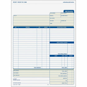 TOPS Three-part Carbonless Job Invoice Forms, Manila, 8.50" Width x 11" Length, 1 Pack, TOP3866