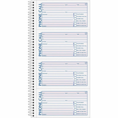 TOPS Carbonless Phone Message Book, White, 5.50" Width x 11" Length, TOP4003