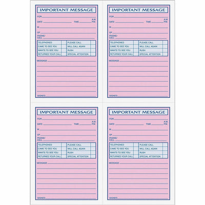 TOPS 4CPP Important Phone Message Book, White, 8.25" Width x 11" Length, TOP4009