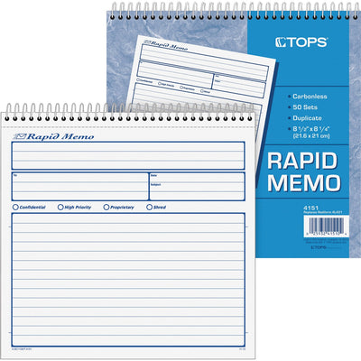 TOPS Rapid Memo Book, 8.50" Width x 7.75" Length, TOP4151
