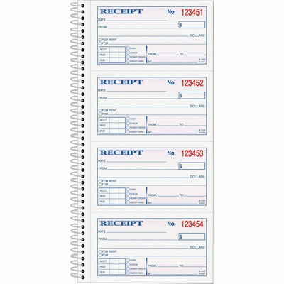 TOPS Carbonless 2-part Money Receipt Book, White, 5.50" Width x 11" Length, TOP4161