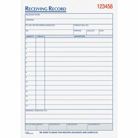 TOPS Carbonless Receiving Record Forms, 5.56" Width x 8.44" Length, TOP46260