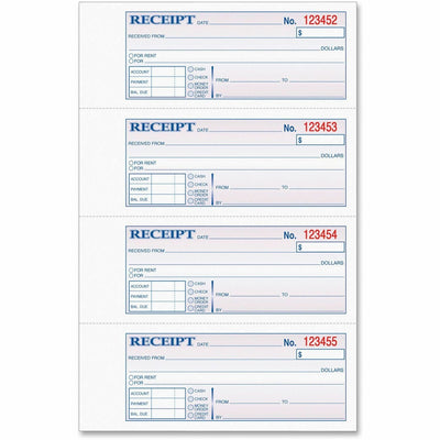 TOPS Money/Rent Receipt Book, 2.75" Width x 7.25" Length, TOP46808