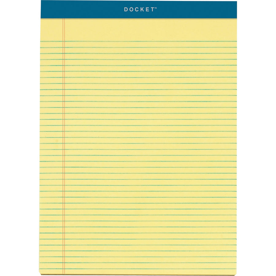 TOPS Letr-Trim Perforated Narrow Ruled Canary Legal Pads, 8.5" x 11.75", Double Stitched, 16 lb, 100, Resist Bleed-through, 6 / Pack, TOP63376
