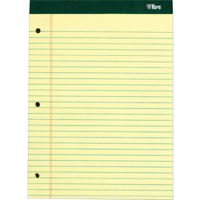 TOPS Perforated 3 Hole Punched Ruled Docket Legal Pads, 8 1/2" x 11 3/4", 6 / Pack, TOP63387
