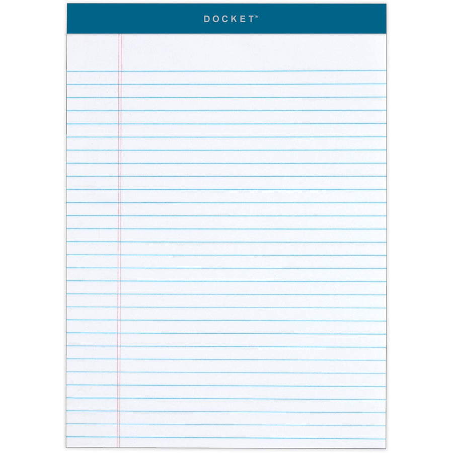 TOPS Docket Letr-Trim Legal Ruled White Legal Pads, 8.5" x 11.75", Double Stitched, 16 lb, 50, Resist Bleed-through, 12 / Pack, TOP63410