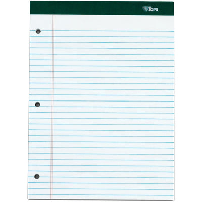 TOPS Docket 3-hole Punched Legal Ruled Legal Pads, 8 1/2" x 11 3/4", 6 / Pack, TOP63437
