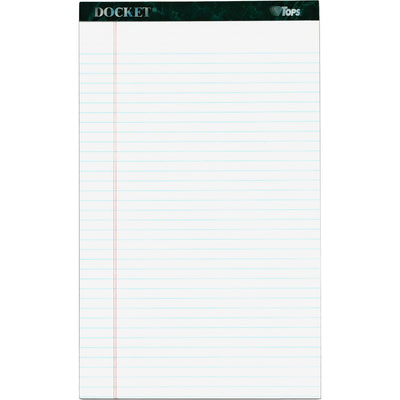 TOPS Docket Letr - Trim Legal Ruled White Legal Pads - Legal, 8 1/2" x 14", 12 / Pack, TOP63590