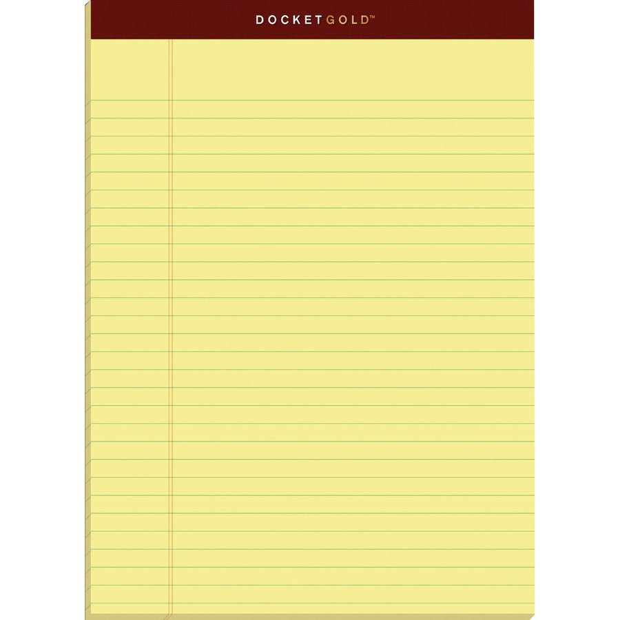 TOPS Docket Gold Legal Pads - Letter, 8.5" x 11", Double Stitched, 20 lb, 50, Rigid, 12 / Pack, TOP63950