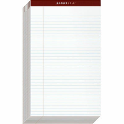 TOPS Docket Gold Legal Ruled White Legal Pads - Legal, 8 1/2" x 14", 12 / Pack, TOP63990