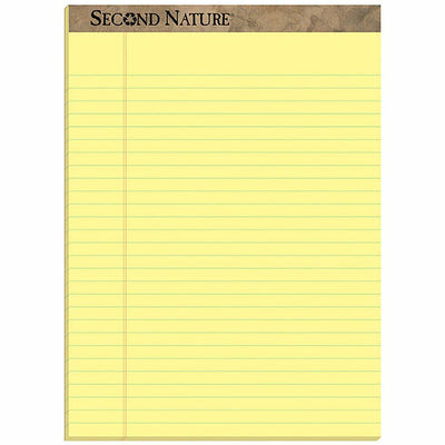 TOPS Second Nature Ruled Canary Writing Pads, 8 1/2" x 11 3/4", 1 Dozen, TOP74890