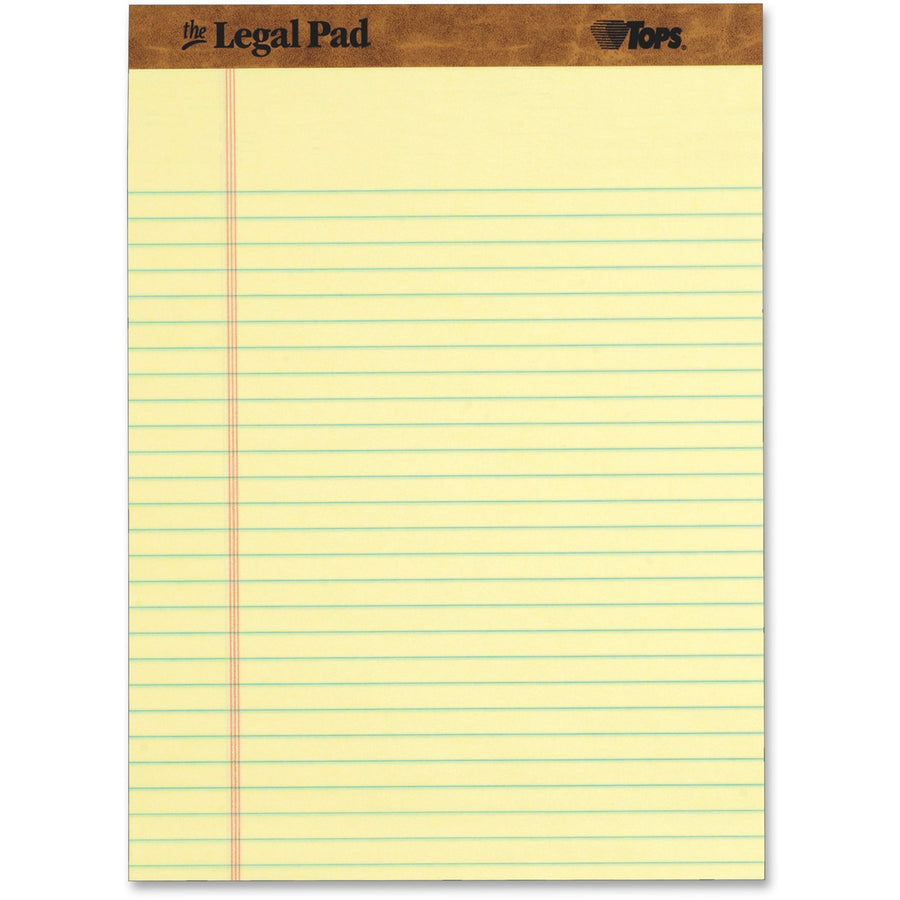 TOPS Letr-trim Perforated Legal Pads, The Legal Pad, 8.5" x 11.75", Double Stitched, 16 lb, 50, Hard Cover, 1 Dozen, TOP7532