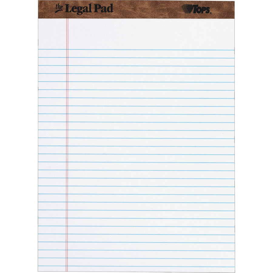 TOPS Letr-trim Perforated Legal Pads, The Legal Pad, 8.5" x 11.75", Double Stitched, 16 lb, 50, Hard Cover, 1 Dozen, TOP7533