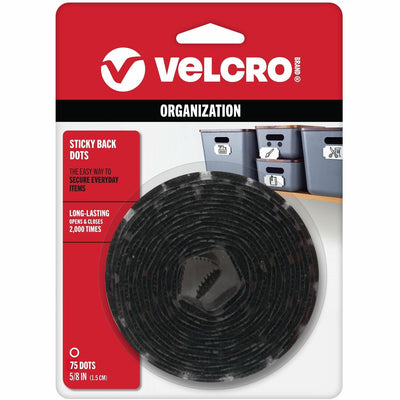 Velcro Sticky Back 5/8in Circles Black 75 ct, 50 / Pack, VEK90089