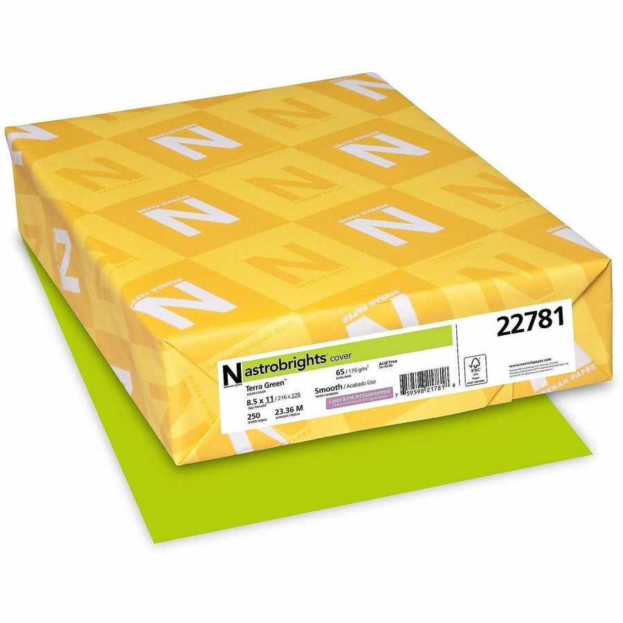 Astrobrights Color Card Stock - Terra Green, 8.5" x 11", 65 lb, Heavyweight, 1 / Pack, WAU22781