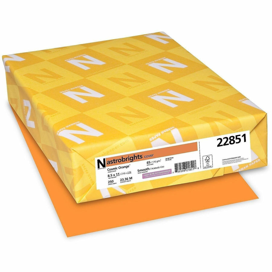 Astrobrights Colored Cardstock - Cosmic Orange, 8.5" x 11", 65 lb, Heavyweight, 1 / Pack, WAU22851