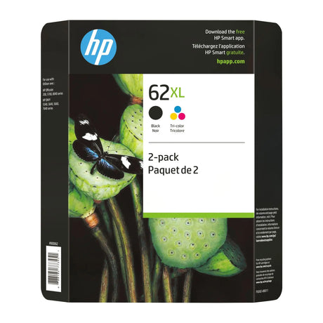 HP 62XL Ink Cartridges (2-Pack) | High-Yield Black & Tri-Color â€“ Instant Ink Compatible HP