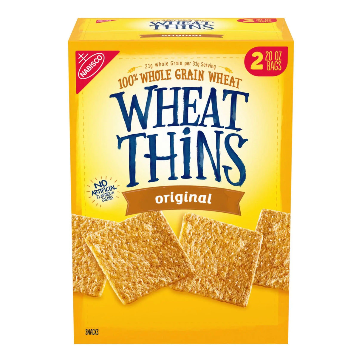 Wheat Thins Whole Grain Crackers (2-Pack, 20 oz Each) | Baked Crisp Snack Wheat Thins