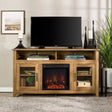 W. Trends 58" Media Console with Fireplace (Rustic Oak) | Highboy TV Stand & Heater W. Trends