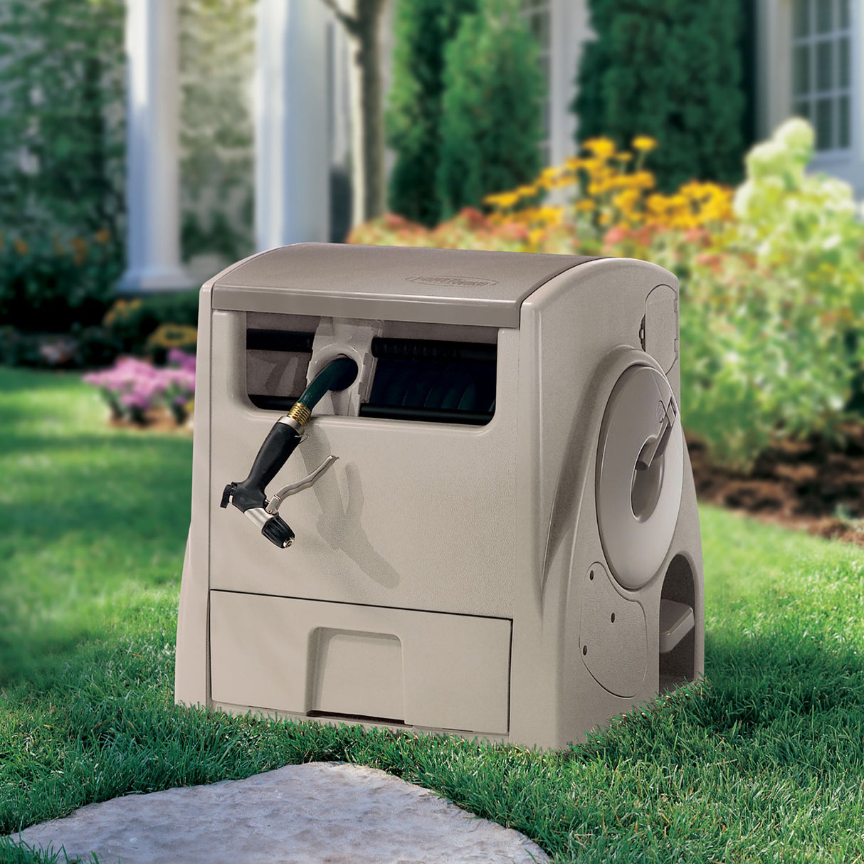 Suncast 100ft Powerwind Automatic Hose Reel in Taupe