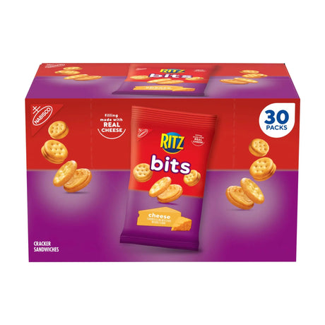 Ritz Bits Cheese Sandwich Crackers (30-Pack) | Bite-Sized Savory Snacks Ritz
