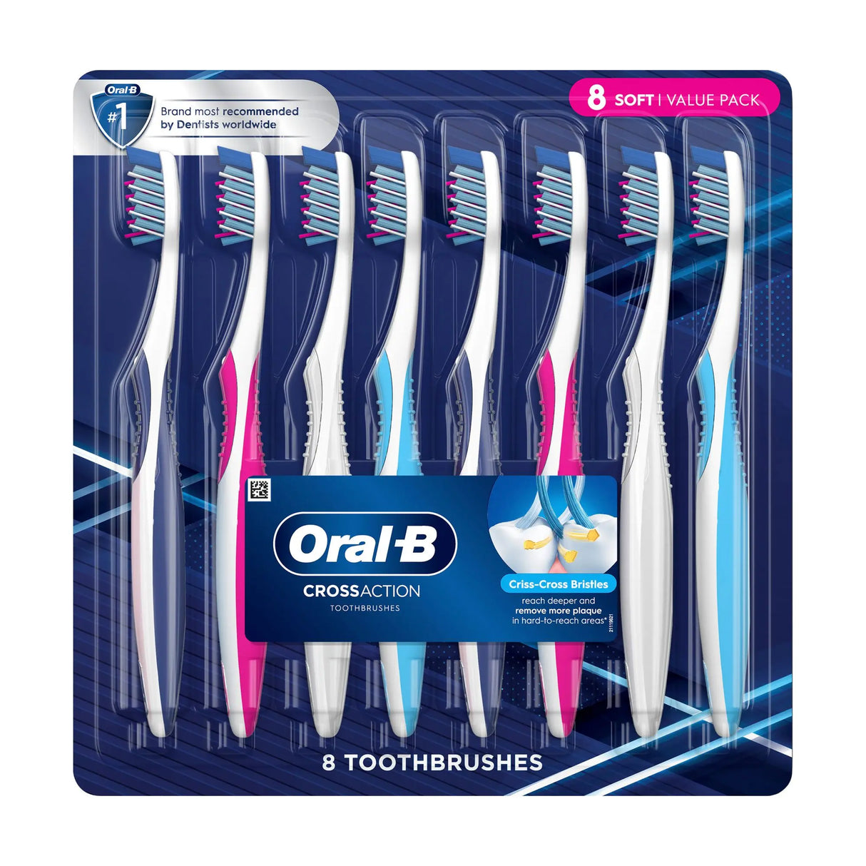 Oral-B Cross Action Manual Toothbrushes (8-Pack) | CrissCross Bristles Clean Deep Between Teeth Oral-B
