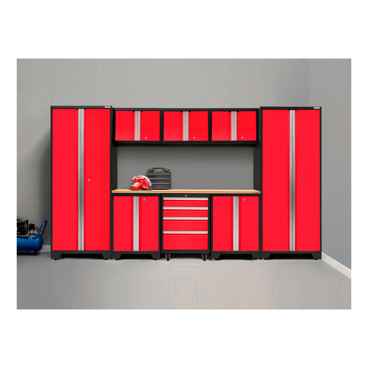 NewAge 9pc garage cabinet set bamboo