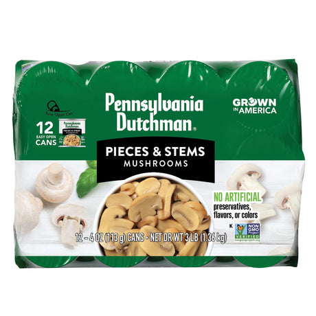 Pennsylvania Dutchman Mushroom Pieces & Stems (12-Pack, 4 oz Each) | Ready for Cooking or Canning Pennsylvania Dutchman